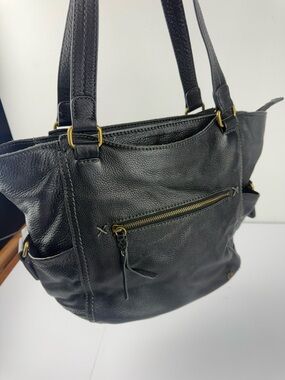 The Sak Black Pebbled Leather Hobo Handbag Purse